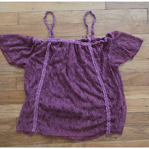Naf Naf Off-Shoulder Blouse with Straps Purple Small A001340 - Picture 2 of 9